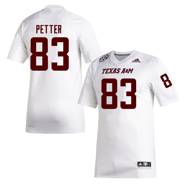 Men #83 Chase Petter Texas A&M Aggies College Football Jerseys Sale-White - Click Image to Close